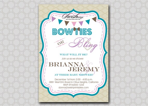 bling baby shower invitations