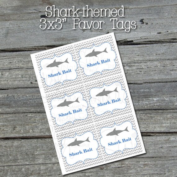 Shark Bait Favor Tag | Chevron Baby Shower | Printable Shark Tags | Shark week | Cute Shark Party Ideas | Gift Tags | Instant Download Il_570xn