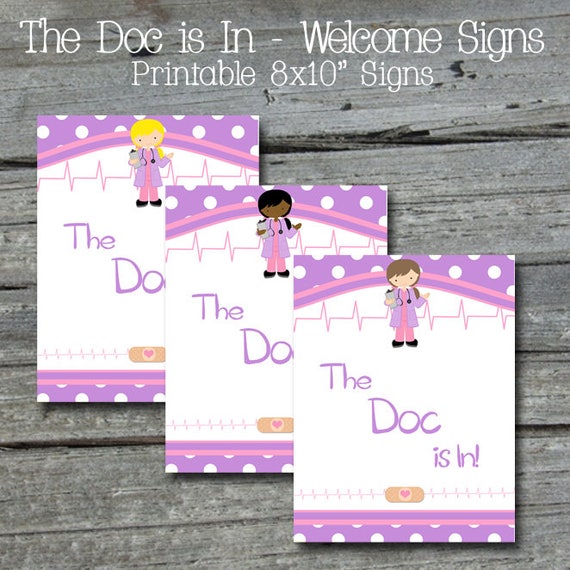 Doc Printable Welcome Signs | 8x10 Doc Party Signs | The Doc is In Printable Sign | Blonde Brunette AA | Instant Download Il_570xn
