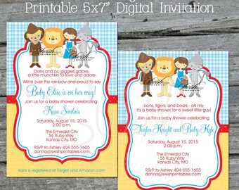Wizard of Oz BABY SHOWER  Invitation | Wizard of Oz Party | Tin Man Cowardly Lion Scarecrow Dorothy | Digital Download Printable Invite