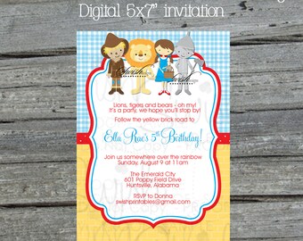 Wizard of Oz Printable BIRTHDAY Invitation | Wizard of Oz Party | Tin Man Cowardly Lion Scarecrow Dorothy | Digital Download Invite