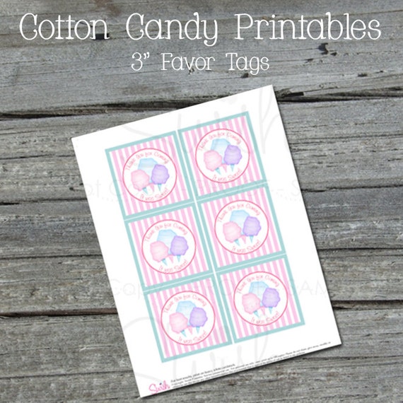Cotton Candy Favor Tags - Digital Printable Gift Tag - INSTANT DOWNLOAD Il_570xn