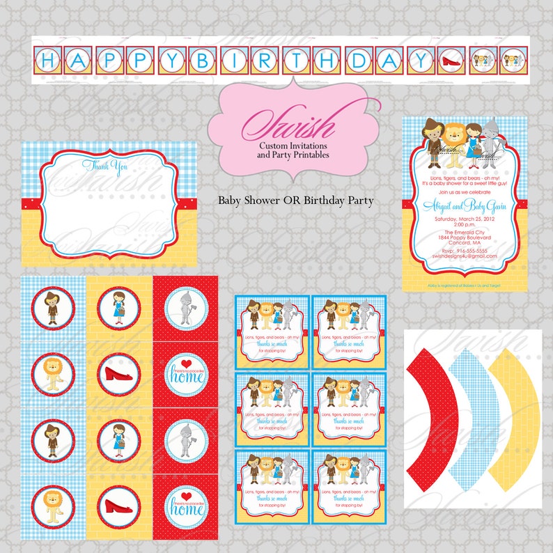 Wizard of Oz Party Printables  Birthday OR baby shower DIY image 1