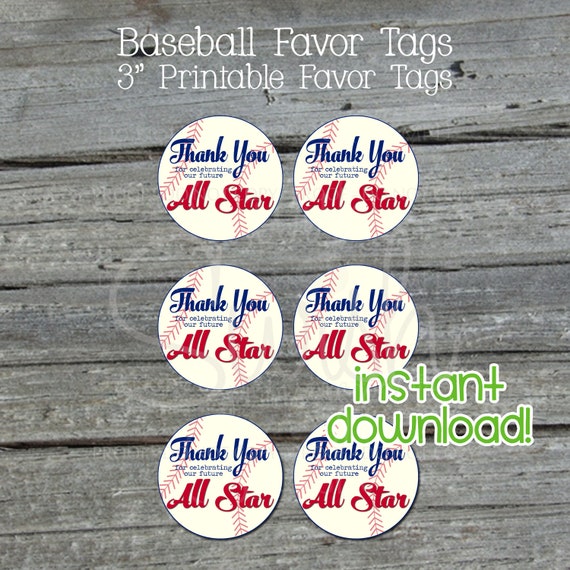 Printable Baseball Favor Tags | 3 inch Round Favor Tags | Digital Download | Sports Party Ideas | Digital Labels | Instant Download Il_570xn