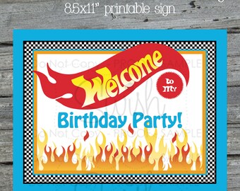 Printable Racecar Welcome Sign | 8.5 x 11" Welcome Sign | race car birthday | Digital download | fast cars fast wheels | Printable