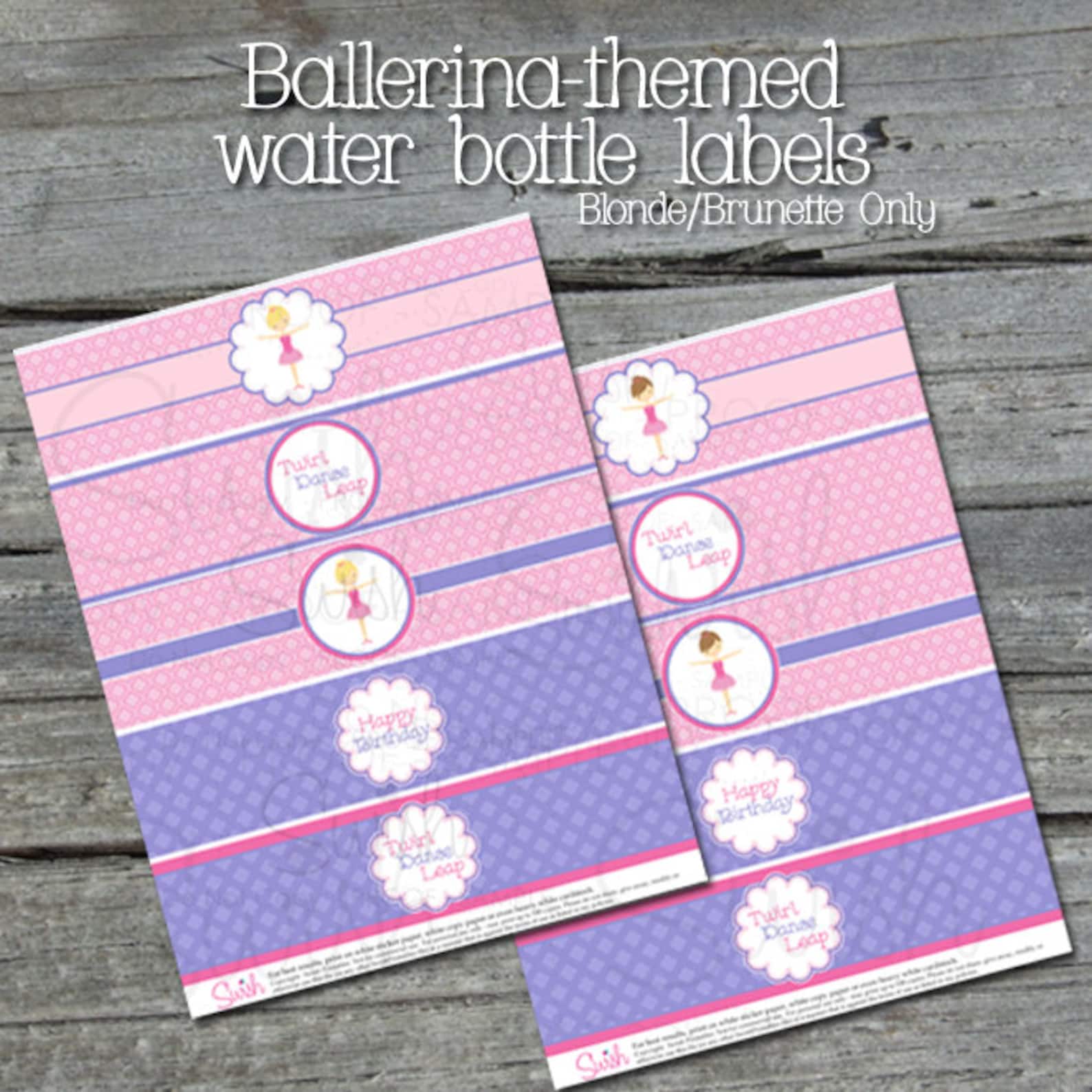 ballerina water bottle labels - instant download --- ballet toe shoes digital girl pink printable party