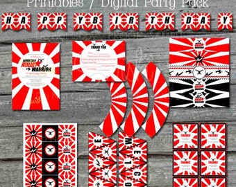Ninja themed Printable Birthday Party - Mini Pack - invite, thank you, water bottle labels, and more digital files