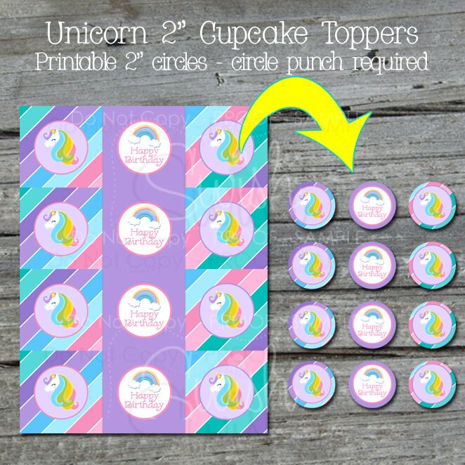 printable unicorn cupcake toppers unicorn party supplies etsy