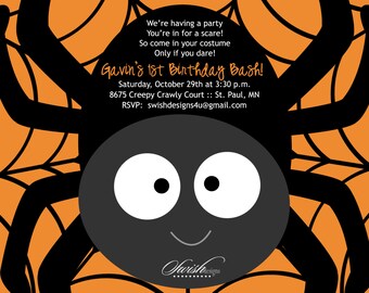 Digital Halloween Party Invitation | Printable Spider Birthday Invite