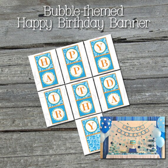 bubble happy birthday banner digital download first birthday happy birthday poster ideas