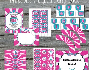 Ninja Printable Birthday Party | Pink Ninja Party Printables | Invite, thank you, water bottle labels, and more digital files | Invitation