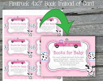 Pink Firetruck Books for Baby Insert | Baby Shower Printable Insert Cards | Baby Shower | Books Instead of a Card | INSTANT DOWNLOAD