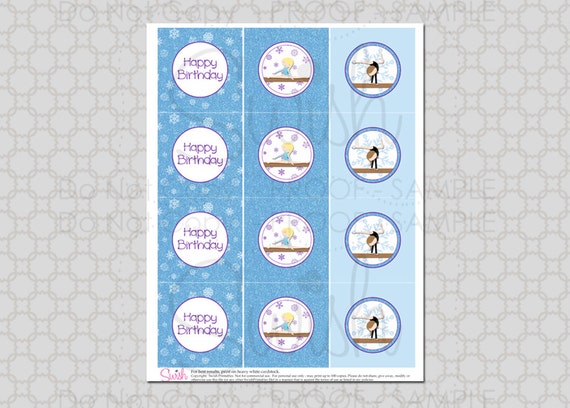 Frozen Gymnastice Printable Cupcake Toppers | Elsa Anna Balance Beam Tumbling Gym | Instant Download Il_570xn