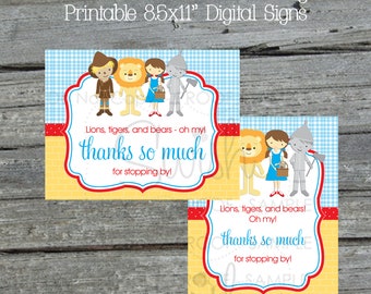 Wizard of Oz Thank you for coming Sign | favor table sign | Digital Download | 8.5x11 Printable | horizontal | vertical | Instant Download