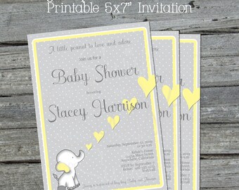 Baby Elephant Baby Shower Invitation | Printable Shower Invite | Gender Neutral Elephant Baby Shower Invitation | Digital | Mommy to Be