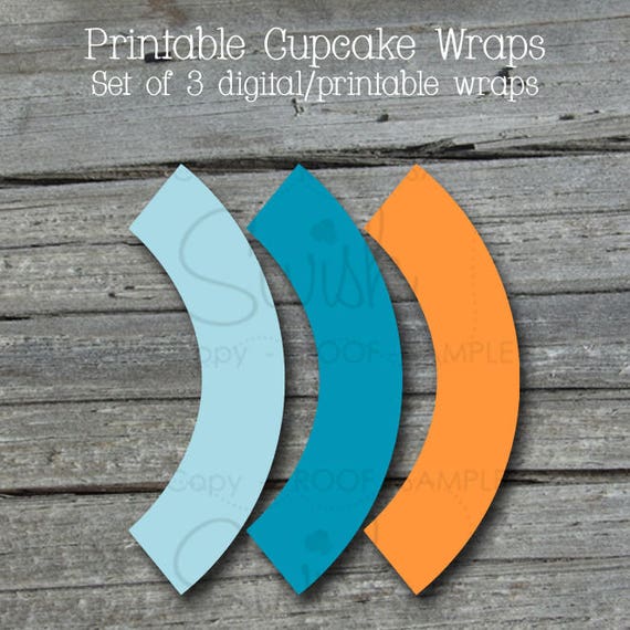 Printable Cupcake Wraps | Digital Cup Cake Wrappers | Dinosaur Party ideas | Blue Teal Orange | Instant Download | Print at home Il_570xn