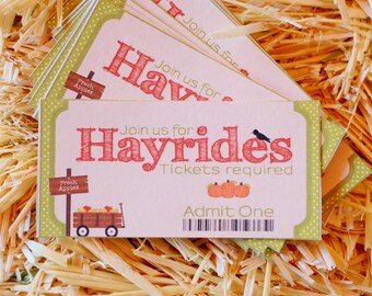 Digital Hayride Tickets |  Party game | Printable Fall Autumn Birthday Party | Instant Download