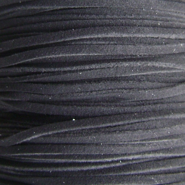 Faux Suede Cord, Lace 3x1mm, Black, 10ft.