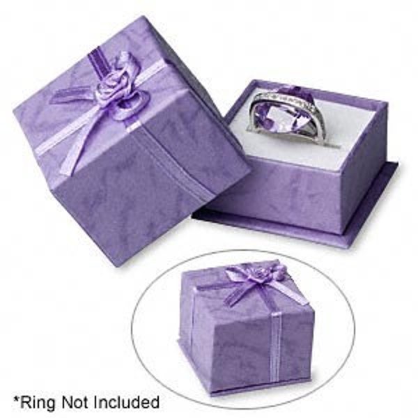 Gift Ring Box, cardboard, lavender, 1-3/4x1 inch square.  8 Qty