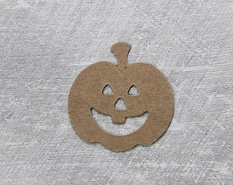 10 Small Jack O Lantern Chipboard Die Cuts - Bare chipboard Pumpkins - Chipboard Halloween embellishments