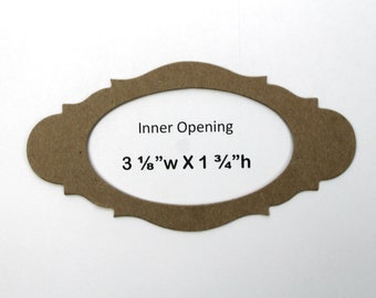 3 Bare chipboard Fancy Oval frame die cuts - Use as nameplates - Small frame with backer