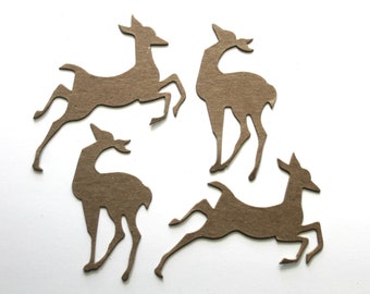 4 Reindeer Die Cuts - Bare chipboard Leaping & Standing Deer Die cuts - 2 each 2 styles