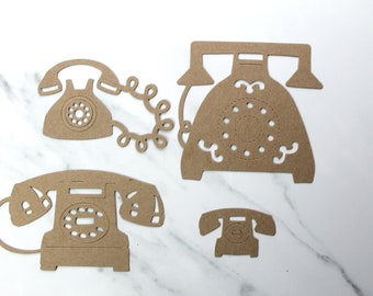 Telephone Bare chipboard die cuts - Chipboard Phone cut outs [4 sizes to choose from]