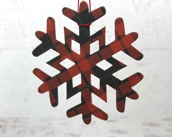 gold green white plaid paper+chipboard Snowflake die cuts 10 tartan plaid Christmas snowflakes window decor black Use as ornaments