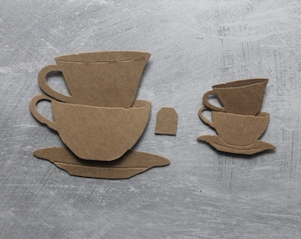 Tea Cup Bare Chipboard Die Cuts Embellishments {4} TEACUP /& SAUCER