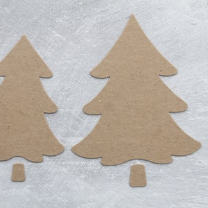 4 Christmas Tree Bare chipboard die cuts - Chipboard Trees 2 sizes 2 of each