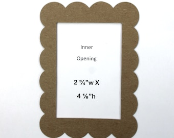 3 XL Scalloped Rectangle Chipboard Frame Die cuts 4 1/4" W x 5 7/8" H [with or without backing piece]