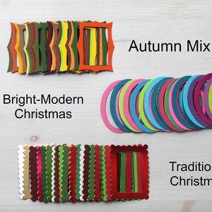 25 Paper Mini Frame Die Cuts-Cardstock Autumn-Christmas Colored frame cut outs [4 styles to choose from]