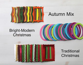 25 Paper Mini Frame Die Cuts-Cardstock Autumn-Christmas Colored frame cut outs [4 styles to choose from]