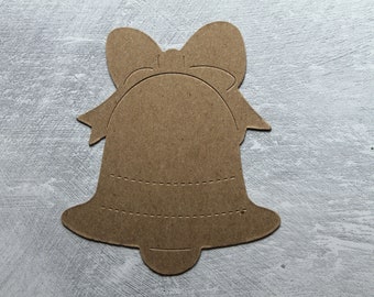 3 Bell with Bow Bare chipboard die cuts - Bow Topped Bell Die cuts