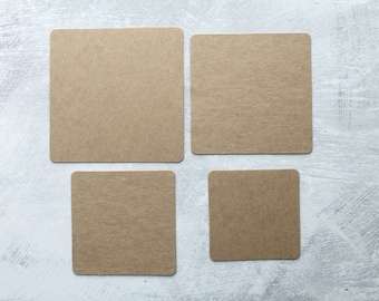 Square die cuts - Chipboard Coaster Squares with Rounded Corners - 4 (or more) chipboard square die cuts 3" 3 1/2" 4" or 4 1/2"