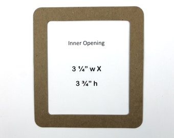 3 Rounded Rectangle Frames - Bare Chipboard Photo Frame  4 7/8" tall x 4 3/8" wide