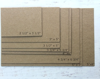 Blank Rectangle Chipboard Die Cuts - Brown Chipboard-Cardboard Cut Outs [choose from 9 sizes]