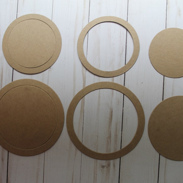 3 chipboard die cut circle w/separate ring 4" or 5"