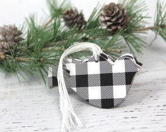 Buffalo Plaid Bird Ornaments - Red and Black or White & Black Buffalo Check Birds 6 (or more) paper and chipboard die cuts