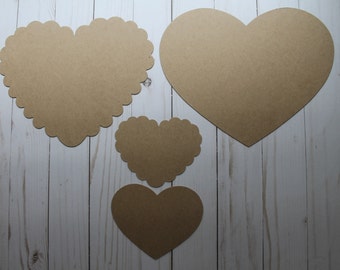 Heart Chipboard Die Cuts - Scalloped or Plain Heart [large or x-large]