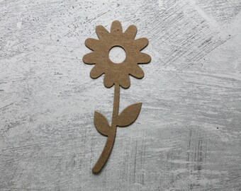 4 Chipboard Flower Die Cut - Bare chipboard Tall Flower 4 5/8" tall x 2 1/8" wide
