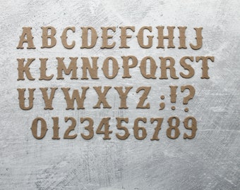 1" Letter Die Cuts - Vintage font uppercase chipboard alphabet or numbers [choose one/two sets]