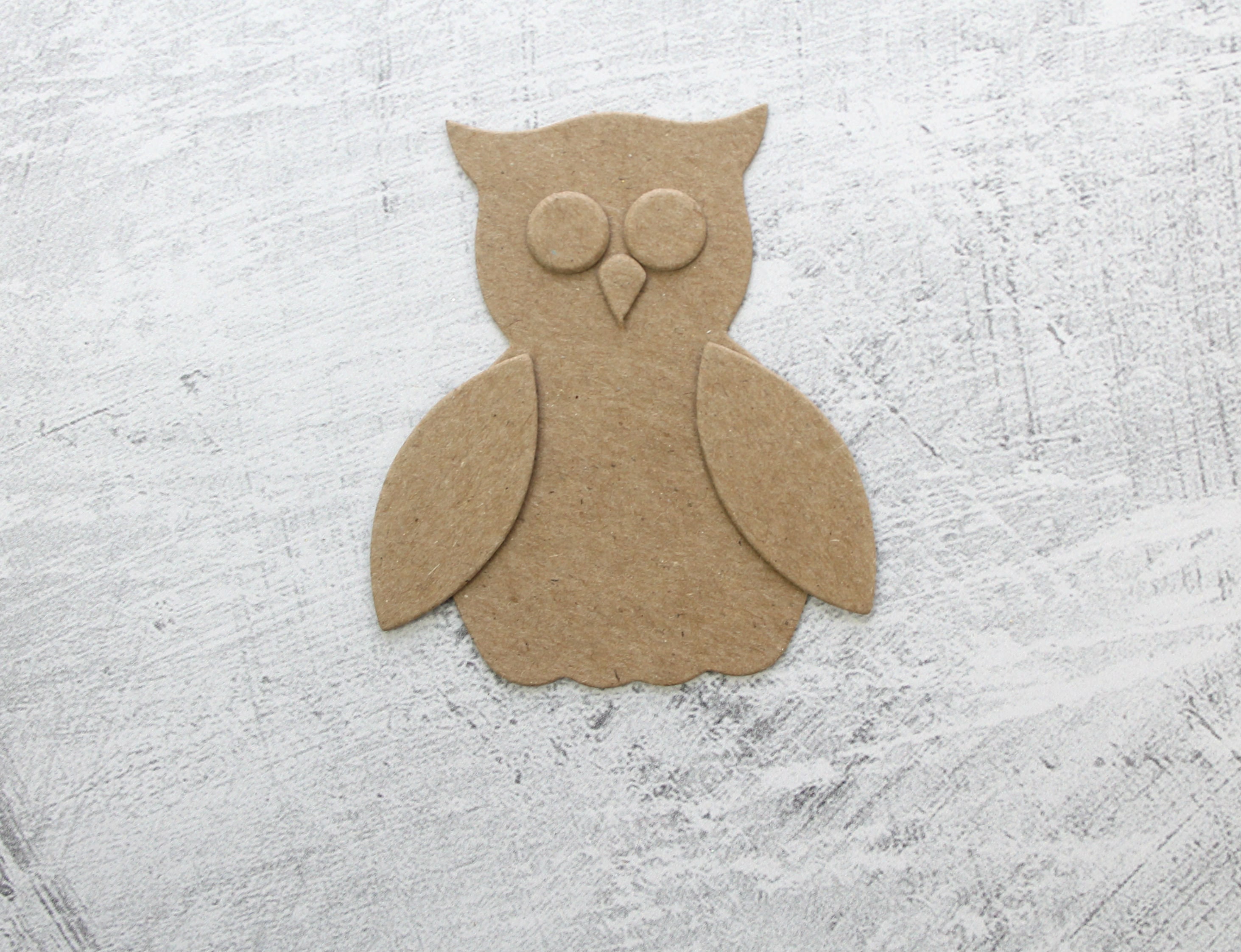 4 Small Owl Cut Outs - Chipboard Embellishments - Bare chipboard small owl die cuts - 1 3/4" W