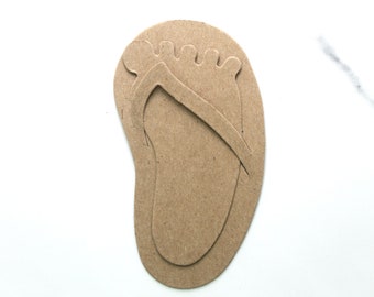 4 Flip Flop Die Cuts - Chipboard Die Cuts - Summer Chipboard Flip Flop and Foot 4" tall