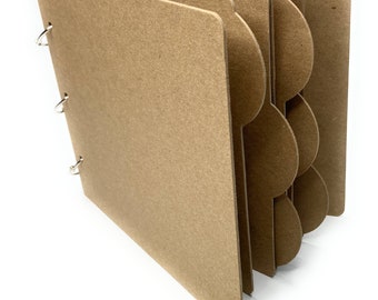 Tabbed Scrapbook-Blank Chipboard Album-8 Page Bare chipboard book 7 1/2" x 6 1/2"-Chipboard Guest Book with rounded tabs