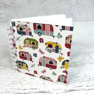 5 1/2&quot; RV Camper Album - Camping Recreation Vehicle Scrapbook - 20 White Paper Pages Chipboard Sketchbook - Small Blank Journal