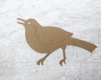 3 Chipboard Birds - Bare chipboard die cuts - Bird with open beak