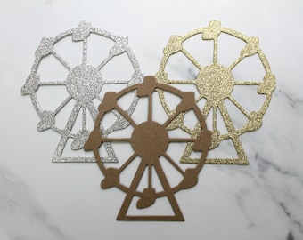 Ferris Wheel Die Cuts - Chipboard or glittered paper ferris wheels - Carnival Embellishment 4 1/8" wide