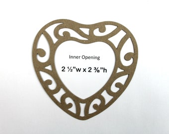 3 marcos de corazón - Troqueles de marco de corazón de filigrana de aglomerado desnudo - 4 3/8" x 4 1/2"