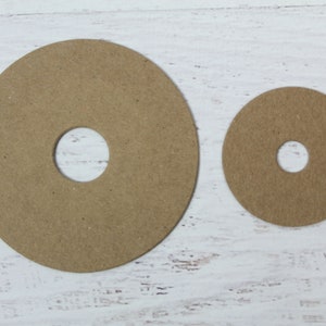 Cardboard circle die cuts with center hole-Blank chipboard-Donut circles-Choose Quantity-Choose 2 1/2&quot; or 4 1/4&quot; size